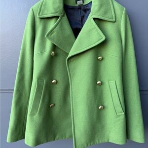 J. Crew Vibrant Green Double-Breasted Pea Coat